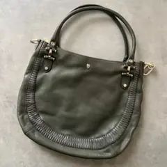 HELEN　KAMINSKI　ラフィア　レザー　グレーかごバッグ フリンジ付き 美品✨ヘレンカミンスキー カゴバッグ トートバッグ フリンジ レザー