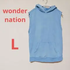 wonder nation 水色 ノースリーブフーディ