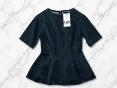 【新品タグ付き】ZARA デニム ペプラムトップス ブラウスのサムネイル