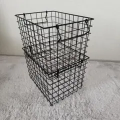 ニトリ　積み重ねできるワイヤーバスケット　レギュラー×2個　ワイヤーバスケットのサムネイル
