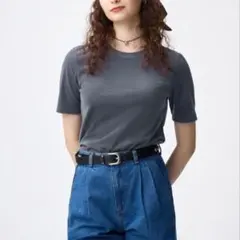 GU シアーベロアT　グレー Lサイズ