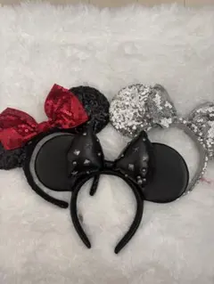 Disney ディズニー ミニー カチューシャ レザー スパンコール バラ売り可