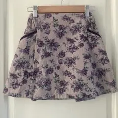 未使用✨BeBeべべ✨パープル紫ゴブラン風花柄スカート120女の子入学式発表会