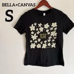 BELLA+CANVAS【S】花柄Tシャツ ブラック かわいい フラワープリント