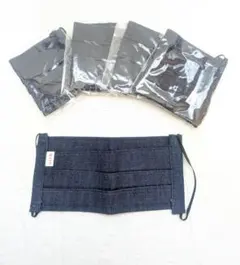 デニム風マスク 5枚セット ダークブルー