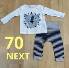 next ライオンプリントTシャツとストライプパンツセット 70