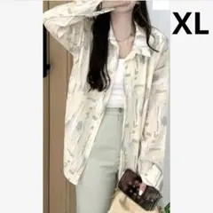 人気商品✨　レディース　シャツ　長袖　ブラウス　透け感　総柄 春 夏