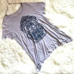 ジョルジュレッシュ レーヨン混 スカル プリントTシャツ グレージュ 36