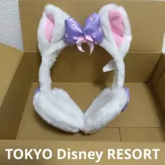 ディズニーリゾート　マリー　カチューシャ型　イヤーマフ　レア　リボン　紫　ミニー