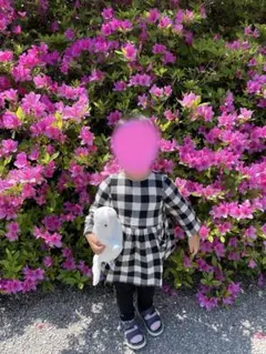 Zara Baby長袖ワンピース ブラックホワイトチェックサイズ92センチ