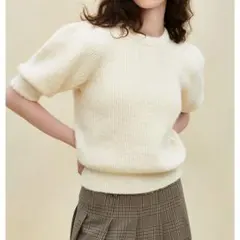 【Mila Owen】ミラオーウェン シャギー パフスリーブニット 5分袖