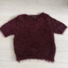 GORGE シャギーニット 半袖 ボルドー