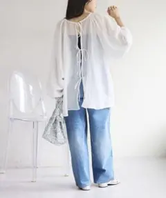 CIAOPANIC TYPY シアーボリュームスリーブブラウス　ホワイトのサムネイル