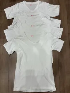 Hanes Vネック Tシャツ 4枚セット ホワイト M