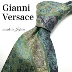 ★【極美品】 Gianni Versace ネクタイ ペイズリー柄 グリーン