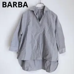 バルバ　七分袖シャツ　ブラウス　イタリア製　高見え　シンプル　綿　グレー　38