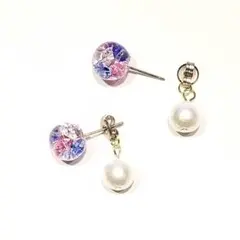 1724.スワロフスキー パールバックキャッチ レジンピアス♡