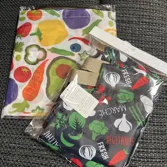 【レジカゴバッグ】カラフル野菜デザインエコバッグ2点セット