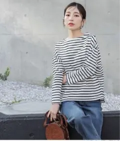 coca✴︎コカ✴︎ボーダー✴︎カットソー✴︎ホワイト×ブラック