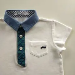 美品★100cm familiar ファミリア 白半袖ポロシャツ