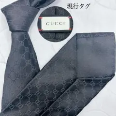 ♡現行タグ♡ グッチ　GG柄　チェーン　ブラック　ネクタイ　総柄　シルク