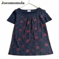 ホコモモラ Jocomomola 半袖カットソー 花刺繍 紺 日本製 40