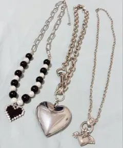 シルバーカラー ハートネックレス セット