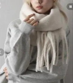 マフラー メランジチャンキー起毛ストール フリンジ アイボリー SpRay