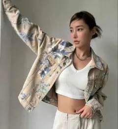 花柄マルチカラーデニムジャケット