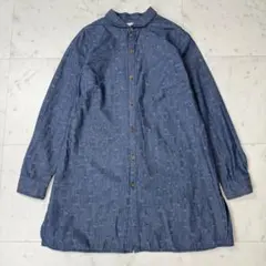 パラスパレス ちび襟 刺繍 チュニック ロングシャツ インディゴ サイズ3のサムネイル
