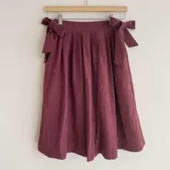 アンアナザーアンジェラス フレアスカート スウェード調 サイドリボン 大人可愛い