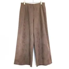 【Nプラス】ニトリ　スエード調　ワイドパンツ　ウエストゴム　ブラウン　Lサイズ