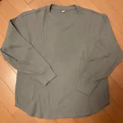 UNIQLO ワッフルクルーネック長袖Tシャツ M グリーン