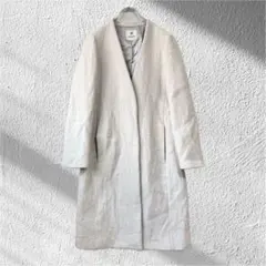 ナノユニバース ノーカラー ロングコート ウールコート アウター レディース