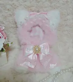 おすわり ぬい服 ねこ 10㎝ 12㎝ 着ぐるみ ホワイト ピンク - メルカリ