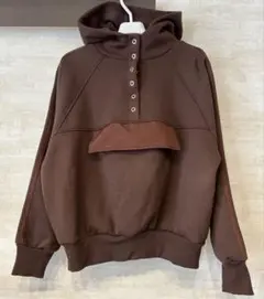 アノラック パーカー ブラウン 袖ライン 裏起毛 新品未使用