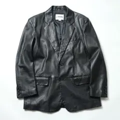 renoma レノマ　本革レザー　羊革　テーラードジャケット 黒　メンズ