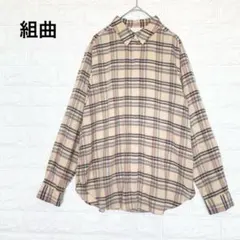 組曲 シャツ ブラウス チェック柄 2 ベージュ 羽織 冷房対策 P2434のサムネイル