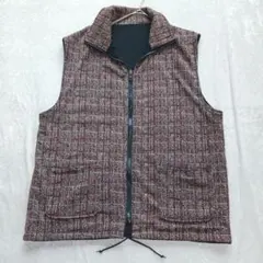 リバーシブル ジップアップ ベスト ちりめん ポケット おしゃれ