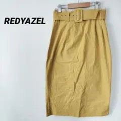 REDYAZEL ベルト付きイエロータイトスカート M相当　ミモレ丈