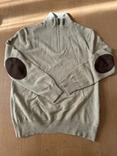 【POLO RALPH LAUREN】 エルボーパッチ付きジップアップセーター