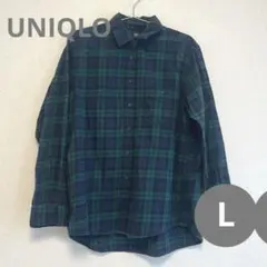 UNIQLO ユニクロ チェック柄 ネルシャツ グリーン L