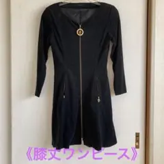 レディースひざ丈前ファスナーワンピース　黒　Mサイズ