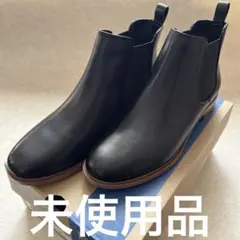 クラークス　ブラックレザー サイドゴアブーツ　24