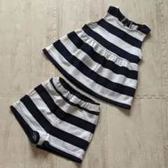 petit main ストライプトップスとショートパンツのセットアップ 90