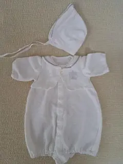 ホワイトベビードレスと帽子セット 50-60cm