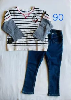 Disney Baby 上下セットミッキー デニムパンツ 90　2枚セット