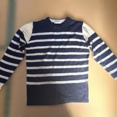 ストライプセーター 白 紺 長袖 薄めセーター