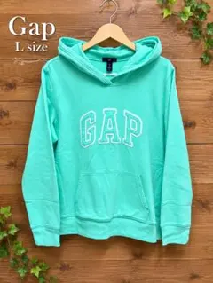 GAP ギャップ ロゴ パーカー L ミントグリーン 緑 裏起毛