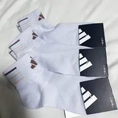 adidas 薄紫 ストライプソックス 3足セット 23-25cm